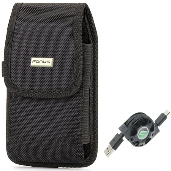 Case Belt Clip   USB Cable for Motorola One 5G Ace Phone - Rugged Holster Canvas Cover and  Retractable Type-C Charger Power Combo for Motorola One 5G Ace