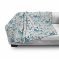 thumbnail image 3 of Nautical Soft Flannel Fleece Blanket, Illustration of Underwater Creatures Depicted in Nursery Pattern Art, Cozy Plush for Indoor and Outdoor Use, 70" x 90", Dark Salmon and Sea Blue, by Ambesonne, 3 of 6