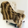 thumbnail image 2 of Plutus Brands Plutus Beige and Brown Chinchilla Faux Fur Luxury Throw, 96L x 110W, 2 of 2