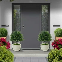 YOHAVEN Artificial Cedar Topiary Trees for Outdoors, Realistic Faux Shrubs with Ground Spike, Perfect for Front Porch, Garden & Patio, Low Maintenance & Year-Round Decoration