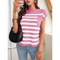 thumbnail image 4 of Short Sleeve Sweater for Women 2025 Casual Sweater Vest Cotton Knit Pullover Tank Tops Spring Summer Outfits Pink L, 4 of 7