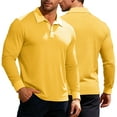 thumbnail image 4 of Men's Polo Shirts Long Sleeve, Solid Color Casual Fall Winter Classic Work Collared T Shirt Yellow XXL, 4 of 4