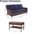 thumbnail image 3 of Krikacy Three-Seat Sofa With Coffee Table, All-Weather HDPE Hand-Woven Rattan for Patio Deck,Blue, 3 of 8