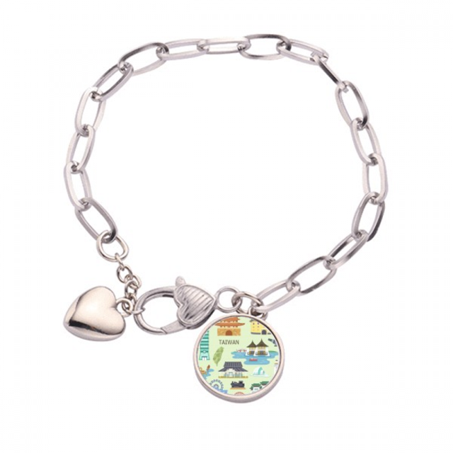 Viajes a Taiwan China templo de Confucio Pulsera de cadena de corazón joyería encanto moda