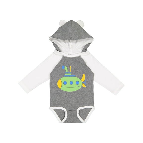 Inktastic Cute Green Submarine Boys or Girls Long Sleeve Baby Bodysuit