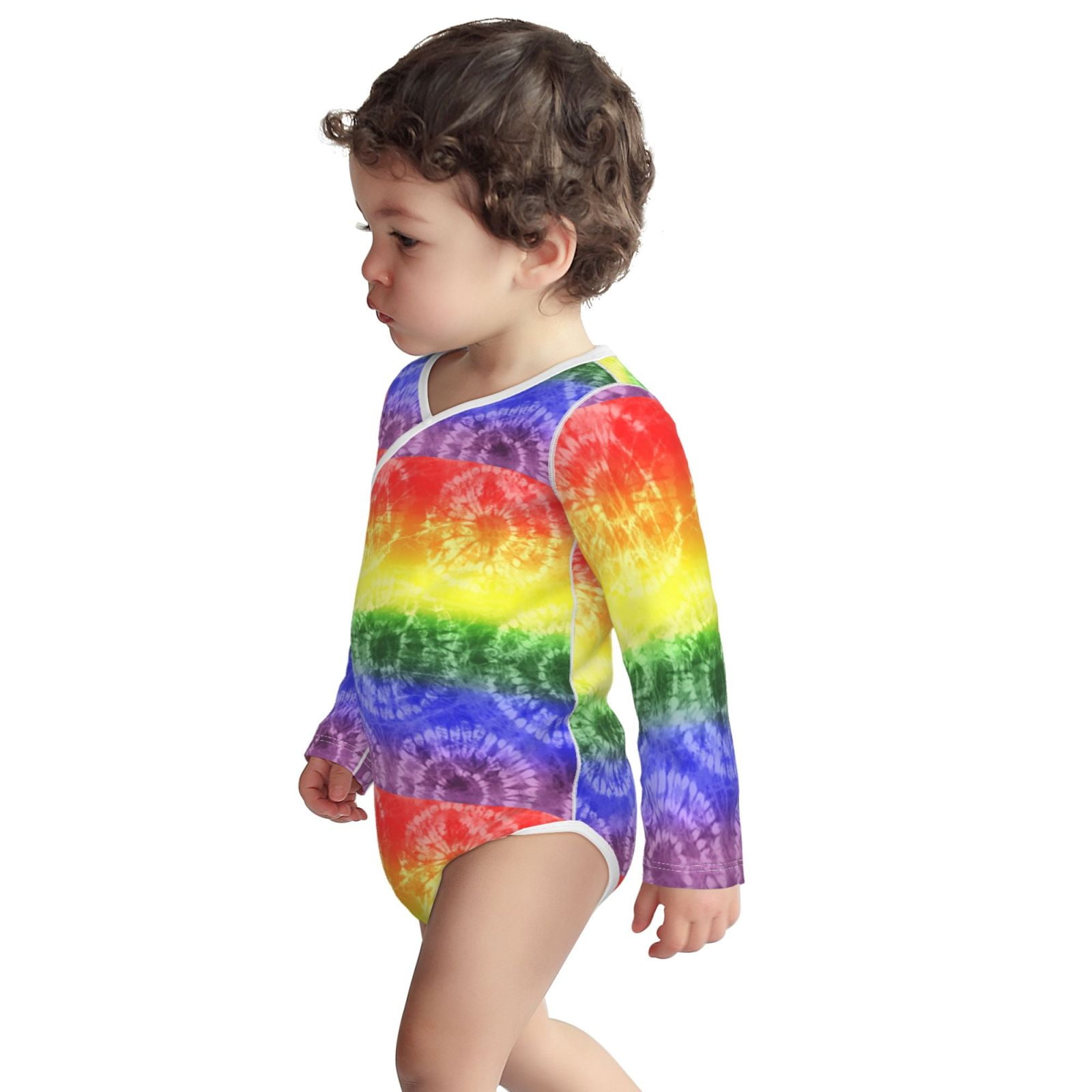 Xecao Colorful Tie Dye Print Baby unisex-baby Cotton Long-sleeve Bodysuits-6 Months
