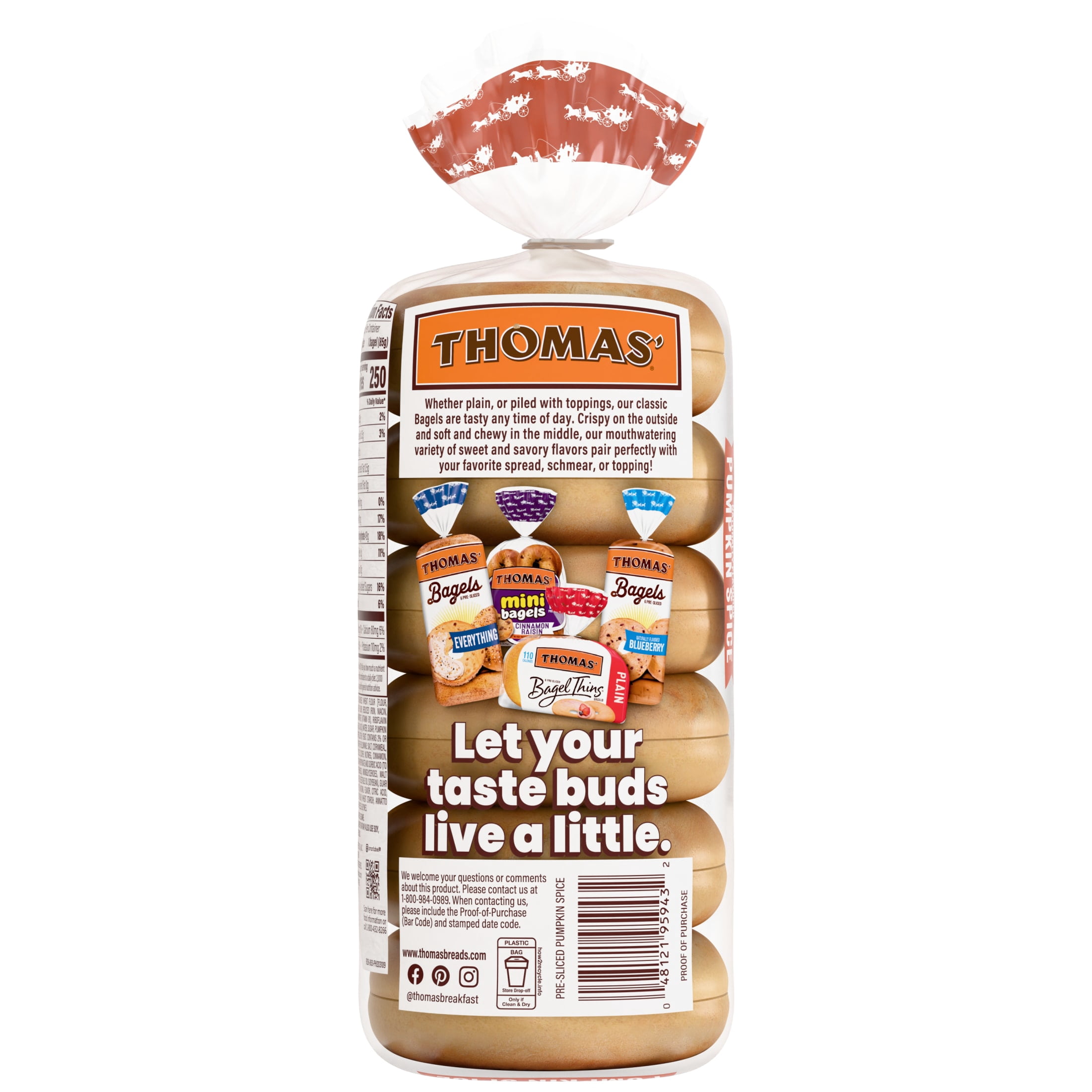 Thomas' Pumpkin Spice Bagels, 6 count, 18 oz