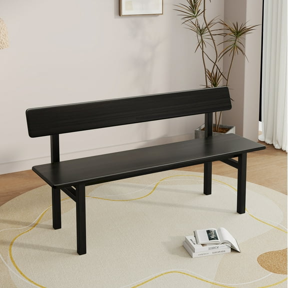 BALANBO 55'' Two Person Outdoor Garden Bench Loveseat Porch Chair Solid Wood W/Backrest