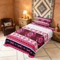 thumbnail image 3 of Manfei Damask Floral Twin Sheets, Baroque Flower Bedding, Pink and Red, Black Reversible 3pcs1 Flat Sheet + 1 Fitted Sheet + 1 Pillowcase, 3 of 6