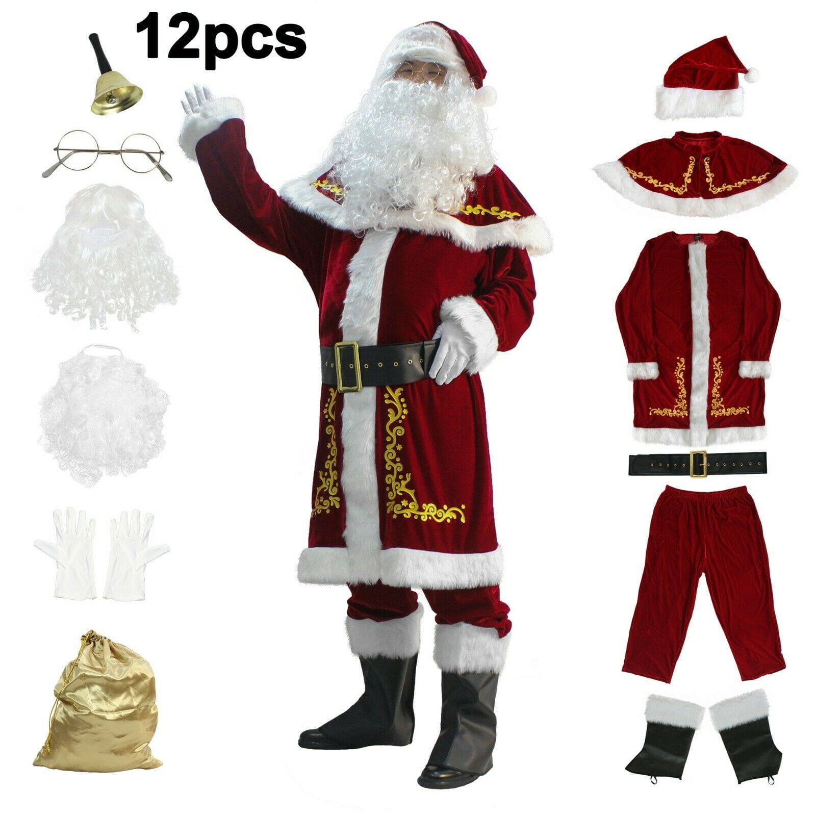 Santa Claus Costume Adult Suit Christmas Outfit Fancy Dress -XXL