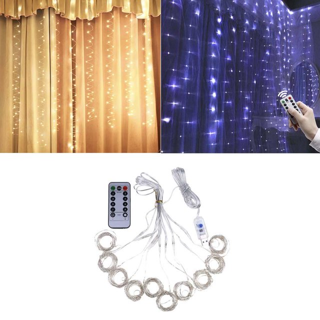 Luces de alambre de cobre 200LED Luz de cadena de hadas USB Cool White_2 meter Salvador Barra de lámpara de tira LED