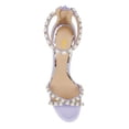 thumbnail image 2 of FSJ Women Graceful Chunky Block Heel Open Toe Pearl Ankle Strap Sandals Back Zipper Wedding Party Prom Dress Shoes Size 13 Purple, 2 of 3