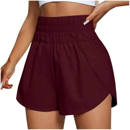WNVMWI Womens Shorts Jean Shorts for Women Cotton Shorts Womens Casual Running Shorts Workout Elastic Waist Athletic Yoga Pants Sports Pockets Pants Athletic Gym Workout Shorts Hot Pants Hig L