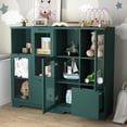 thumbnail image 5 of Dining Room Cabinet Storage, Green Entryway Cabinet with Storage, Wooden Floor Cabinet with Glass Doors for Living Room, Bathroom, Entryway, Bedroom, Dining Room, Condo, Office, 5 of 16