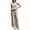 Coffee, variant on 2 Piece Women's Outfit Sets Crew Neck Tank Top Ruffle Hem Gingham Print High Waist Wide Leg Pants Casual Trendy Sets