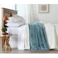 thumbnail image 3 of Great Bay Home Velvet Plush Fleece Reversible Sherpa Warm and Cozy Bed Blanket  (Full / Queen, Blue Surf), 3 of 4