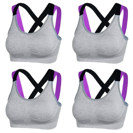 

4Units Women s Seamless Sports Bra Underwear High-strength and High-impact Bra Very Suitable for Gym and Yoga Training(Gray L)
