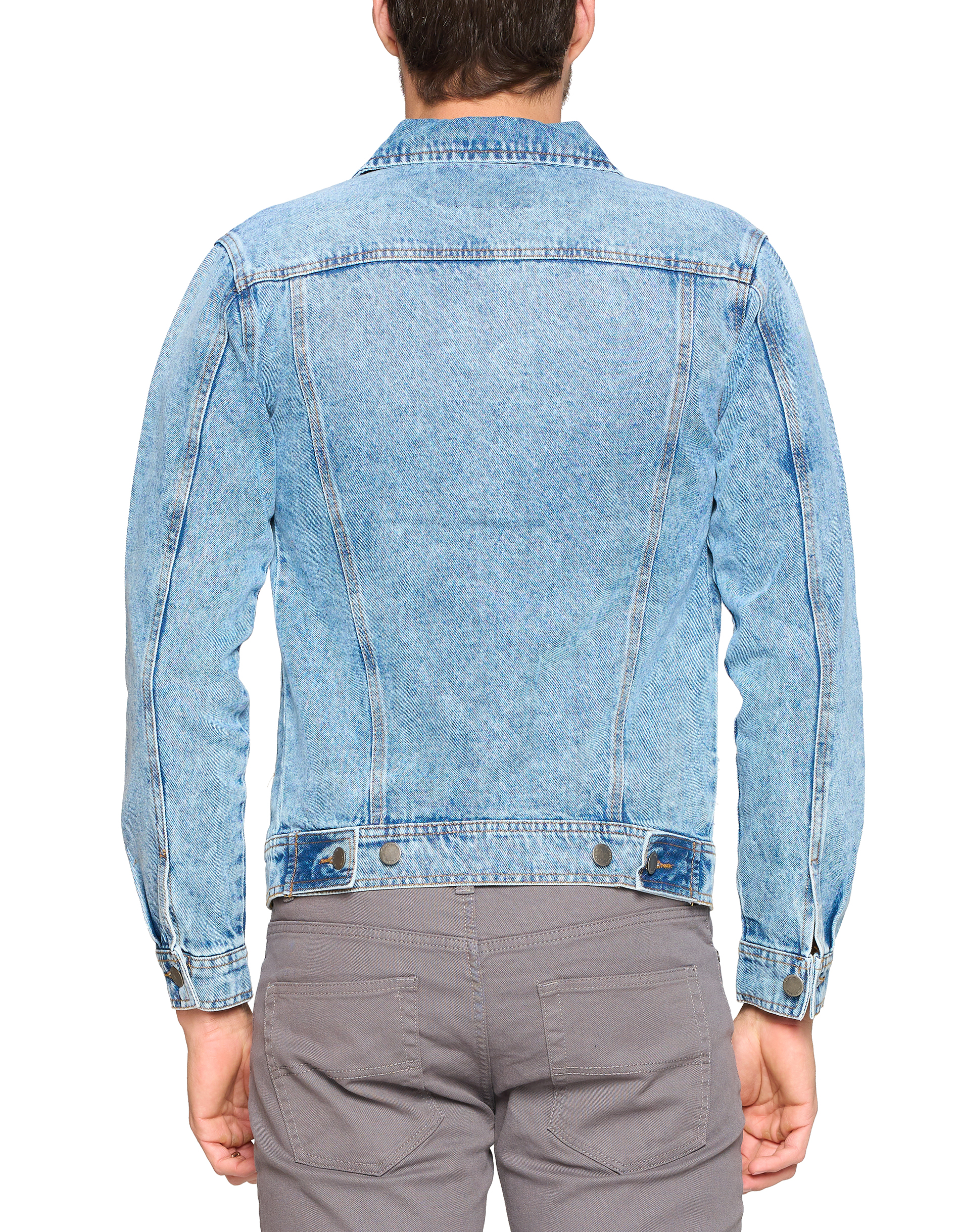 Red Label Men’s Premium Casual Faded Denim Jean Button Up Cotton Slim Fit Jacket (Light Blue, L) - image 5 of 7