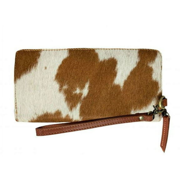 Showman Tan & White Hair-On Cowhide Clutch Wristlet