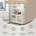 thumbnail image 5 of 64-Inch Tall Kitchen Pantry Hutch Cabinet with Microwave Shelf and Wheels, White, 5 of 6