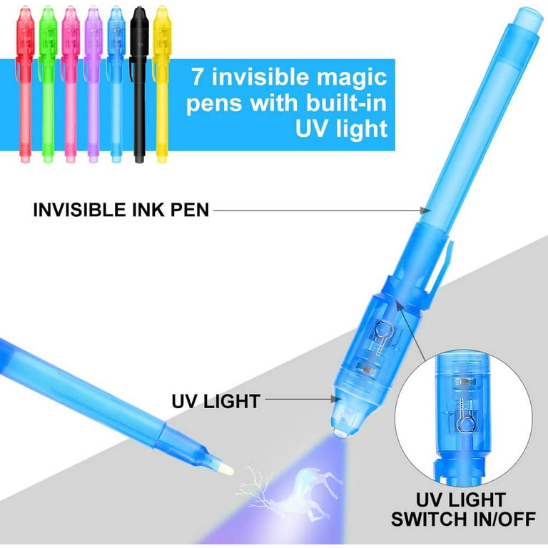14pcs Invisible Ink Pen,spy Pen With Uv Light Magic Marker Kid