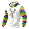 thumbnail image 4 of IWRICH Men's Mardi Gras Hoodies Fall Casual Cute Printed Hooded Sweatshirt Long Sleeve Casual Rave Tees with Pocket 02-White XL, 4 of 4