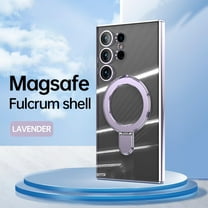 for Samsung Galaxy S25 Ultra Magnetic Clear Case with All-inclusive Camera Lens Film [Compatible with MagSafe] Shockproof Plating Anti-yellowing Transparent Ring Kickstand Slim Phone Case,Lavender