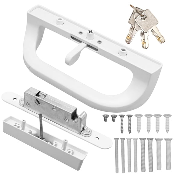 Mortise Lock Set  with Key Cylinder, Sliding Glass Door Latch Lock Fits 3-15/16” Screw Hole Spacing, for Door Thickness from 1 in to 1.75 in