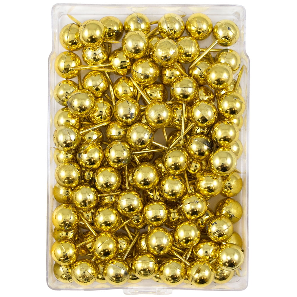 JAM Round Head Push Pins, Gold Pushpins, 200/Pack
