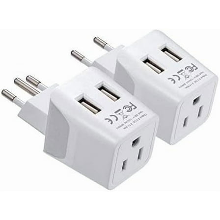 Ceptics Brazil Travel Plug Set - with 2 USB   USA Socket Input - Type C and Type N- Ultra Compact - Safe Grounded Perfect for Cell Phones, Laptops, Camera Chargers