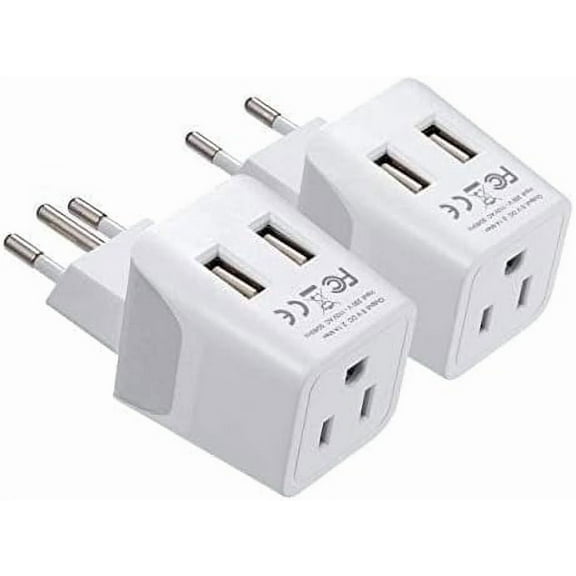 Ceptics Brazil Travel Plug Set - with 2 USB   USA Socket Input - Type C and Type N- Ultra Compact - Safe Grounded Perfect for Cell Phones, Laptops, Camera Chargers