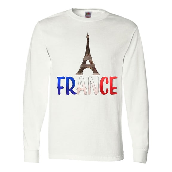 Inktastic France Eiffel Tower Flag in Text Long Sleeve T-Shirt