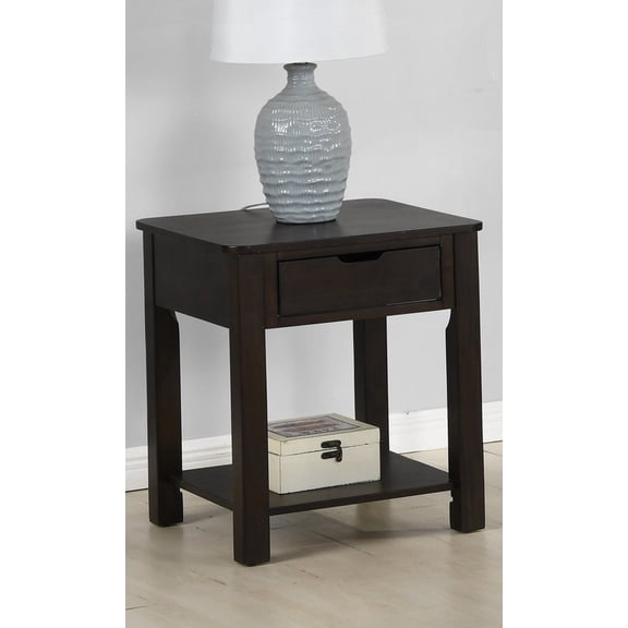Space-Saving Dark Brown MDF Coffee Table with Rounded Edges and Bottom Shelf for Living Room