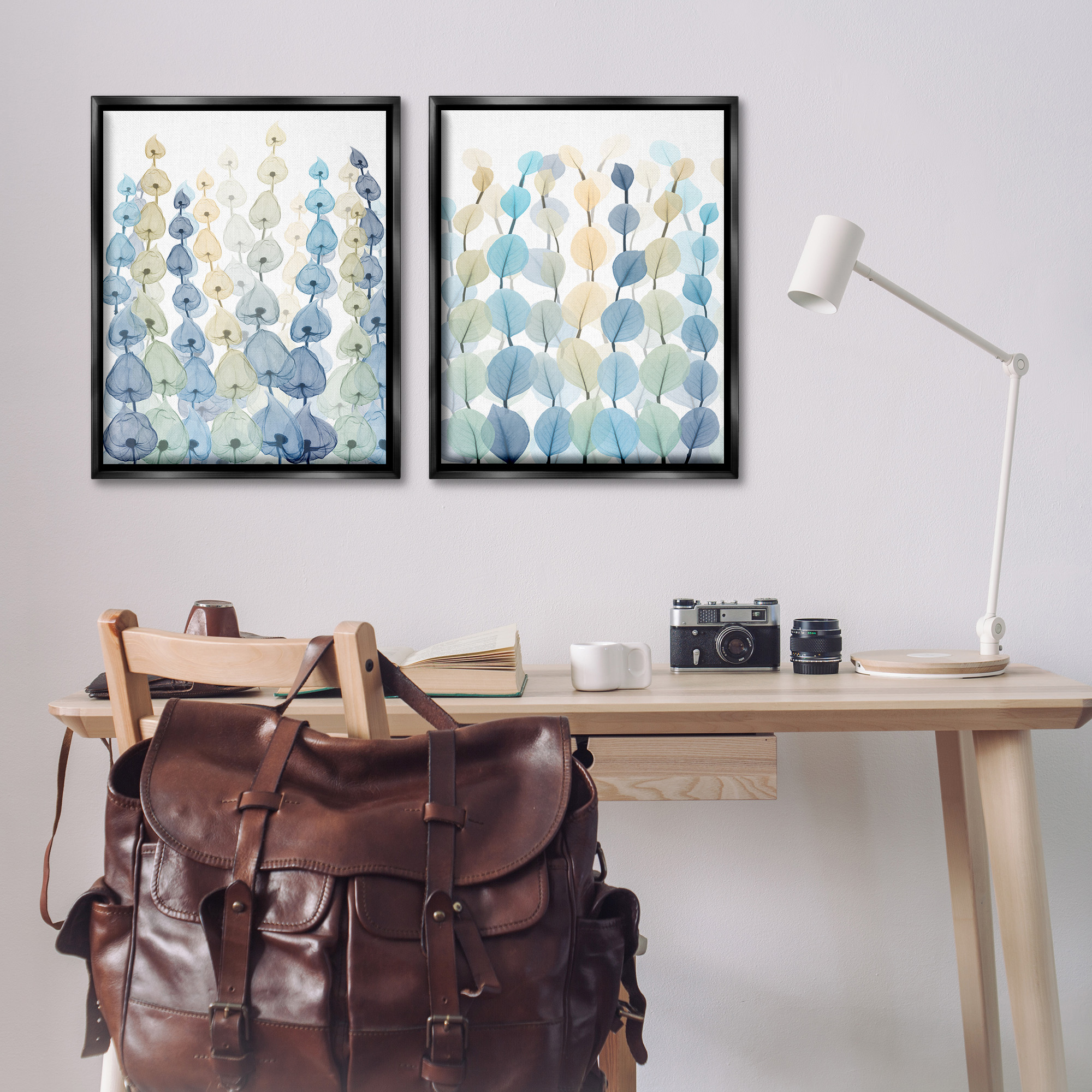 Stupell Industries Seaweed & Ocean Plants Pattern Abstract Painting Black Floater Framed Canvas Art Print Wall Art, 25 x 31, Set of 2