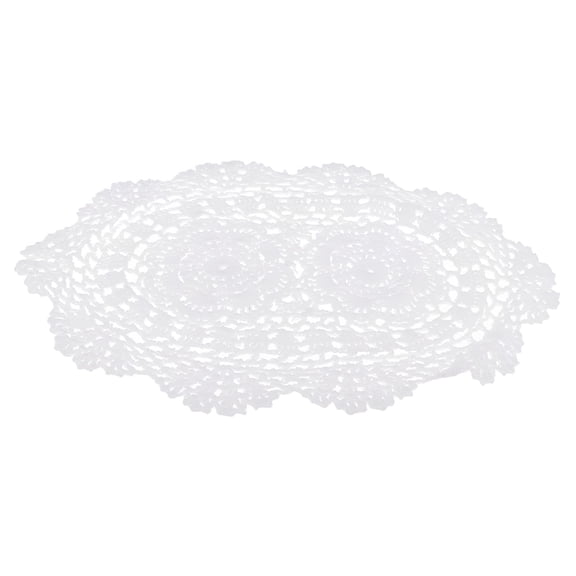 AUQ Handmade Crochet Cotton Lace Placemats Doilies,Oval,White,15 x 11",Table Design Decorative Crafts Home