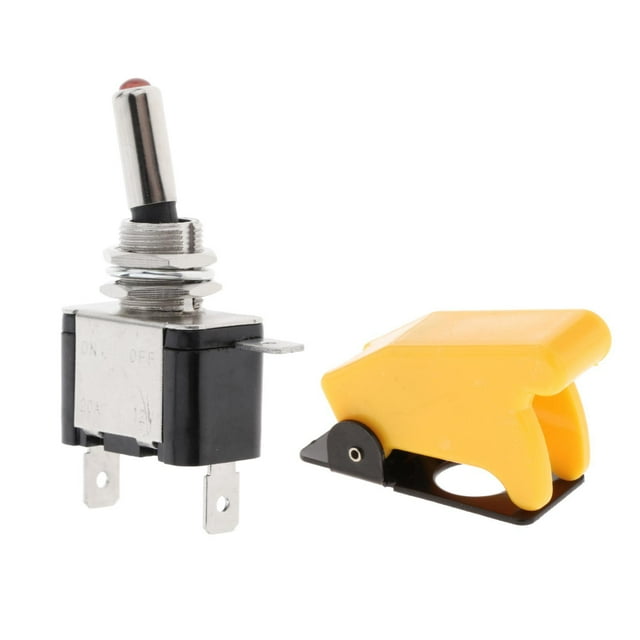 Interrupteur à Bascule Électrique à Lumière LED 12V 20A 12mm 2 Positions avec Couvercle LED Jaune