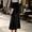 Black, variant on Womens Velvet Skirts Elegant Fall Winter Soft Warm High Waist Flowy Party Maxi Skirt Navy S