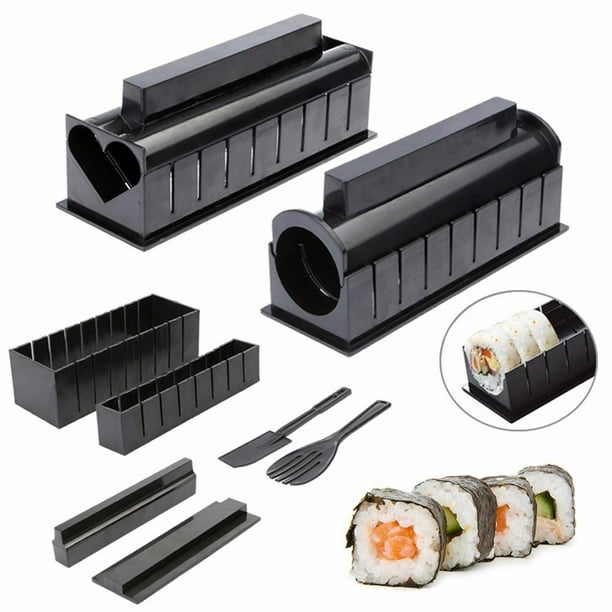 Juego de 10 piezas para hacer sushi, utensilios de cocina, moldes para rollos de arroz