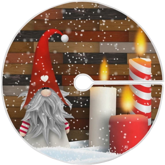 FMSHPON Christmas Gnome Santa Claus Xmas Christmas Tree Skirt Stand Mat for Holiday Party Decoration Indoor Outdoor 48 inches