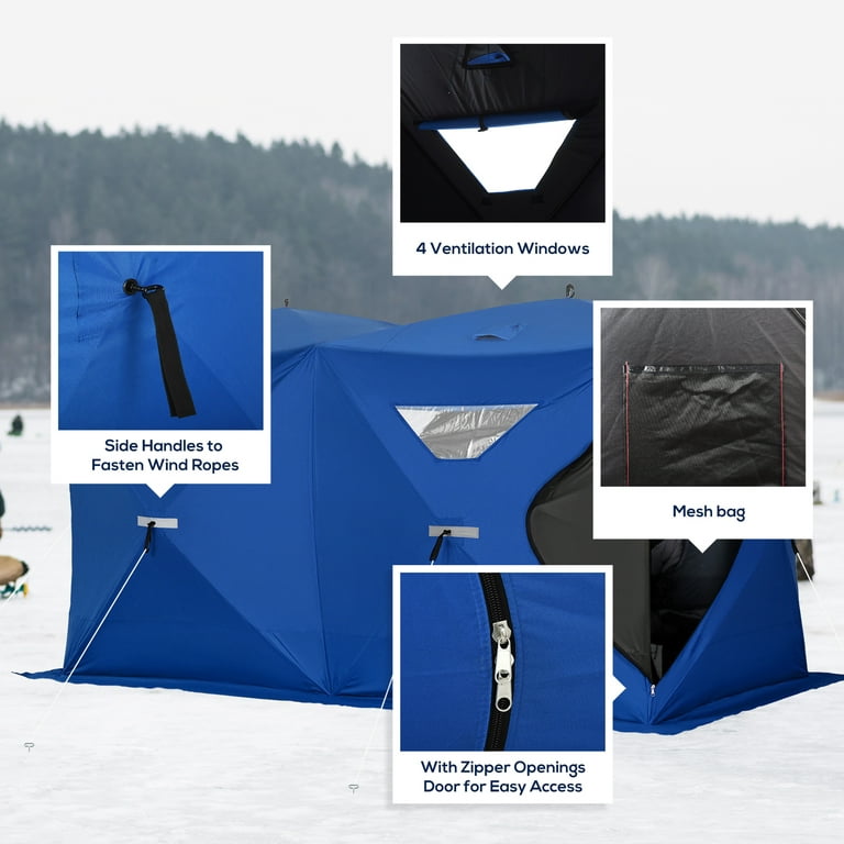 Outsunny 8 Person Ice Fishing Tent Pop Up Outdoor Shelter w