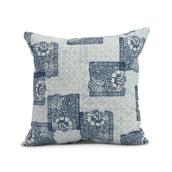 Simply Daisy, 18" x 18" Patches Outdoor Pillow, Navy Blue
