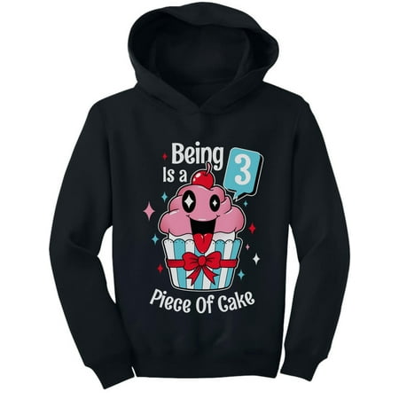 

Gift for 3 Year Old Girl 3rd Birthday Funny Cupcake Toddler Hoodie 4T Black