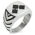 thumbnail image 1 of Stainless Steel Saito II Samurai Crest Chevron Pattern Biker Style Polished Ring, 1 of 1