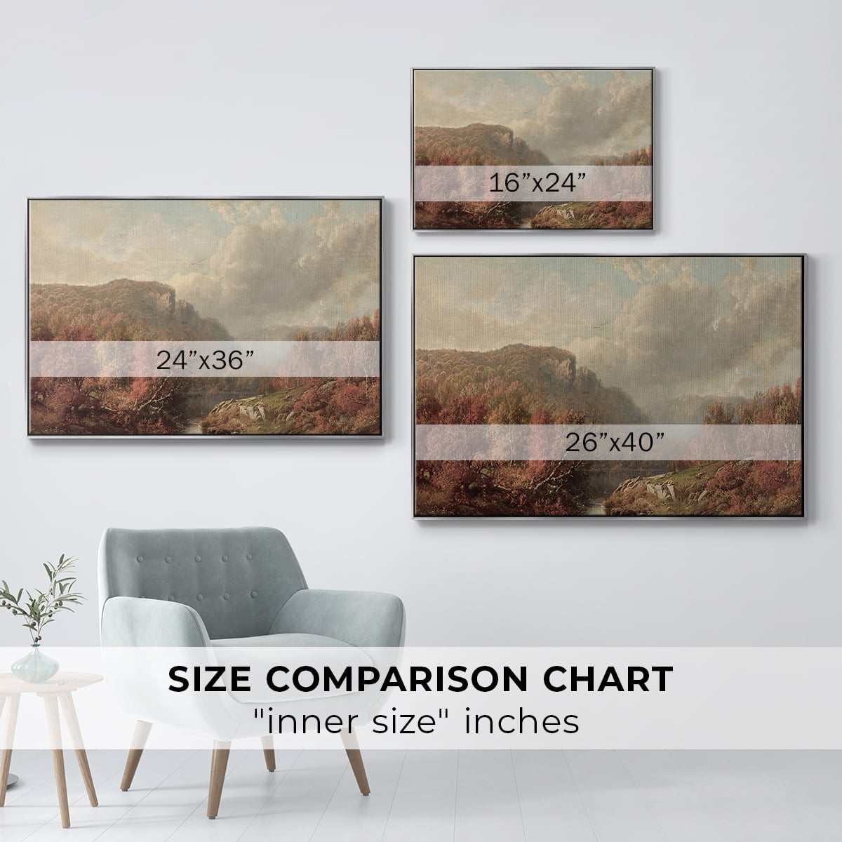 Vintage Landscape-CCCXI By Wexford Home Framed in Silver Wood Gallery Wrapped Canvas 17 in. x 25 in.