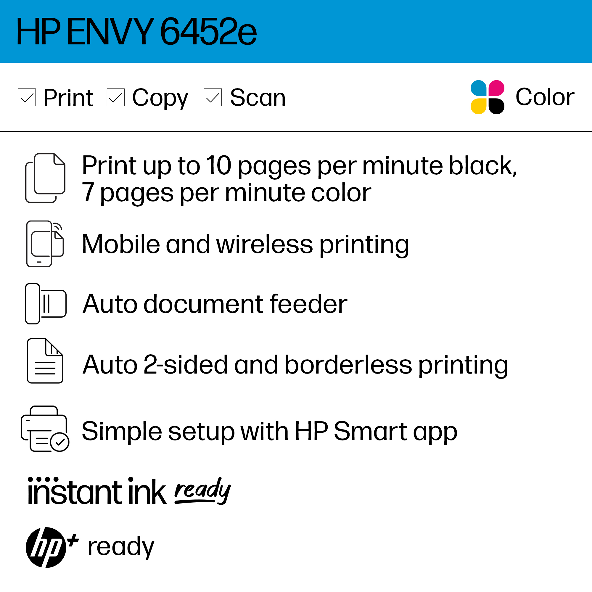 HP ENVY 6452e All-in-One Wireless Color Inkjet Photo Printer with 3 Months Instant Ink Incl with HP+ - image 4 of 15