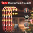 thumbnail image 3 of 12Pcs Outdoor Solar Christmas Candy Cane Lights Pathway Stake Lights Yard Decor, 3 of 11
