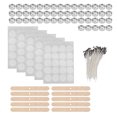 thumbnail image 3 of 100 mechas de vela de 15 cm, 100 pegatinas de mechas de doble cara, 50 conchas de vela, 10 soportes para mechas de madera (etiqueta inferior blanca de carcasa de aluminio de 14 g), 3 of 14