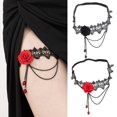 thumbnail image 2 of Soumake Women Leg Chain 3D Rose Decor with Elastic Band Tassel Chain Faux Crystal Pendant Leg Jewelry Wedding Night Club Party Thigh Garter, 2 of 4