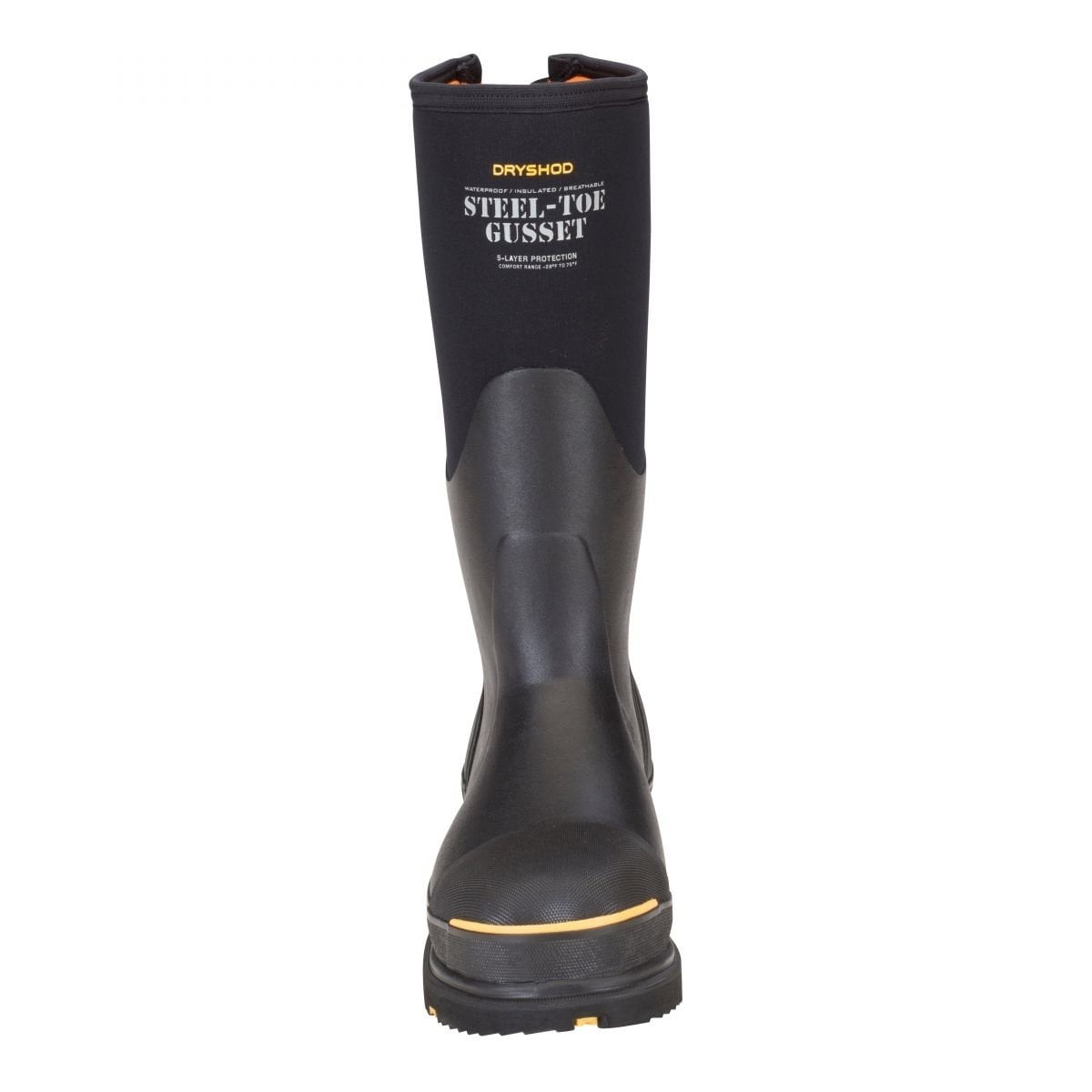 DRYSHOD WORK Mens Steel Toe Waterproof Boot Black Yellow 