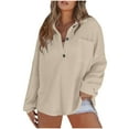 thumbnail image 1 of cfhntfmh Womens Oversized Sweater Loose V Neck Buttons Knit Long Sleeve Shirts Solid Color Pullovers with Pockets, 1 of 5